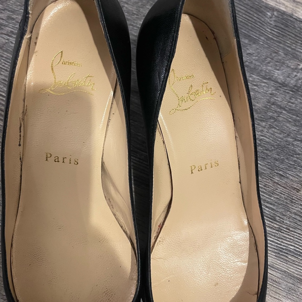 Christian Louboutin matte Black Pointed Heels red bottom women’s shoes sz 6 / 36 - Picture 2 of 8